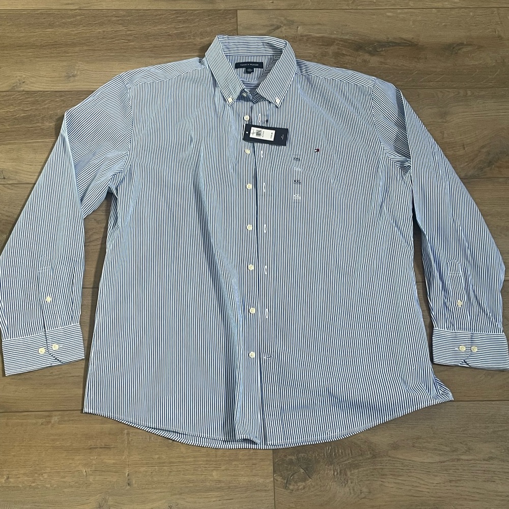 NWT Tommy Hilfiger Men's Blue Striped Shirt